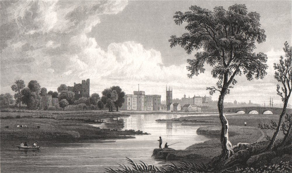 Cardiff, Glamorganshire, Wales, by Henry Gastineau 1835 old antique print